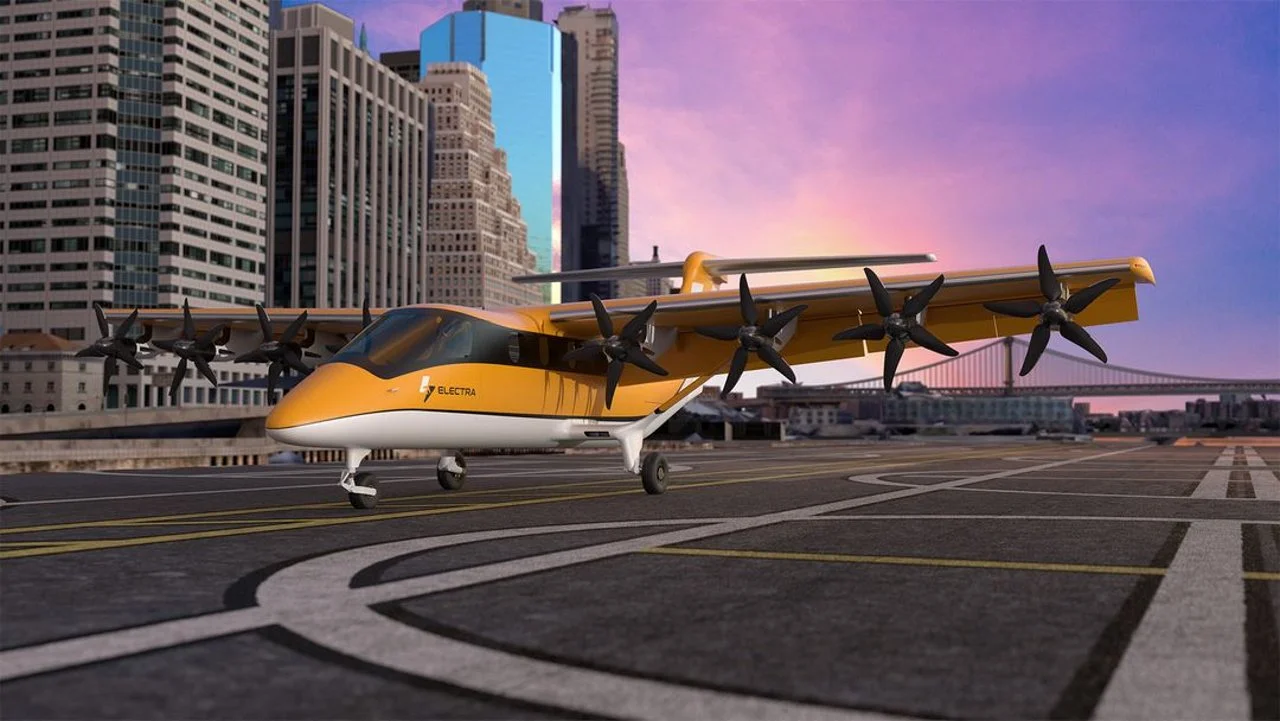 Este avión eléctrico despega de una estampilla